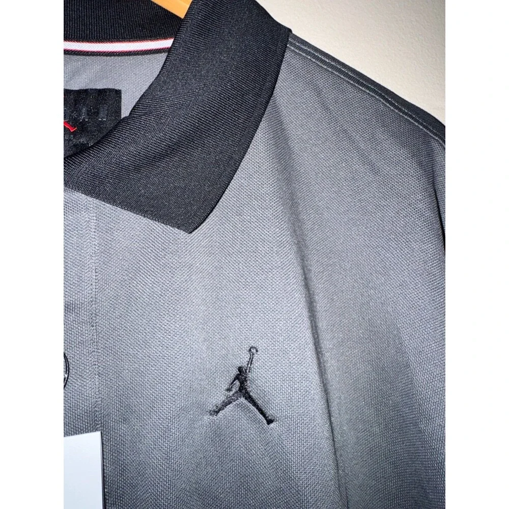 Nike Air Jordan Brooklyn Polo Loose Fit Grey Black Men's Size Medium IB1041-068